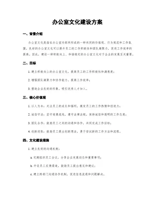 办公室文化建设方案