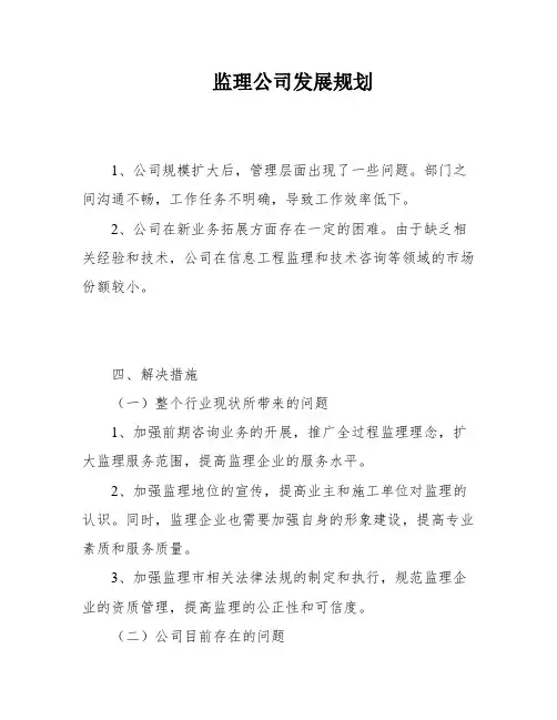监理公司发展规划