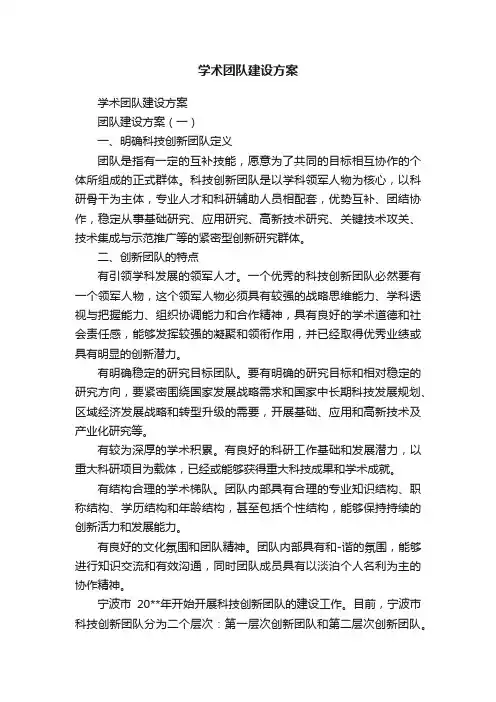 学术团队建设方案