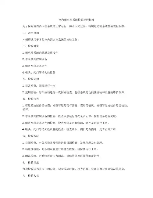 室内消火栓系统检验规程标准