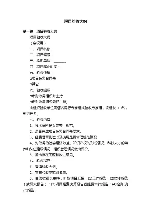 项目验收大纲