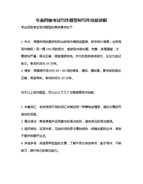 专业四级考试写作题型和写作技能讲解