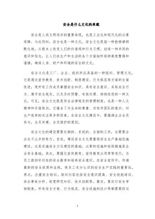 安全是什么文化的承载