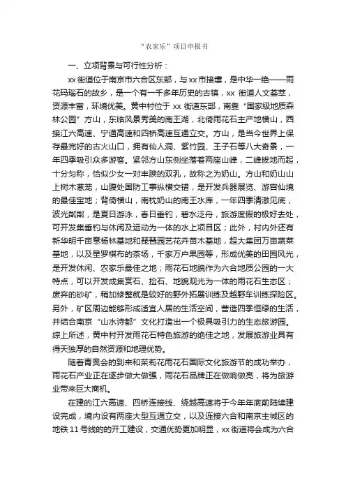 “农家乐”项目申报书_申请书_