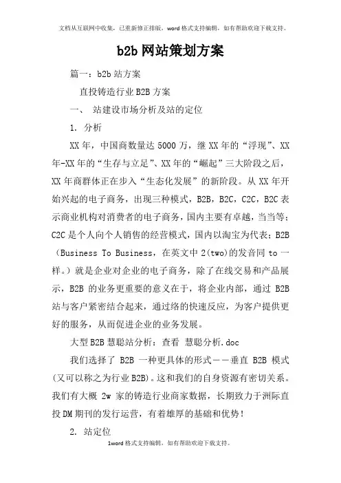 b2b网站策划方案