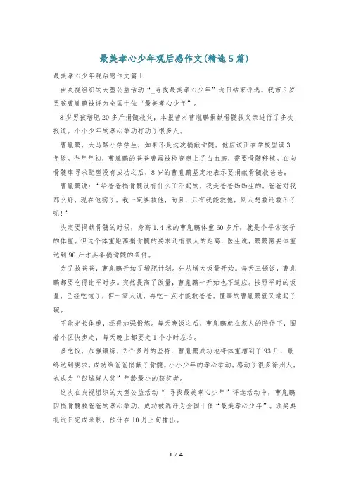 最美孝心少年观后感作文(精选5篇)