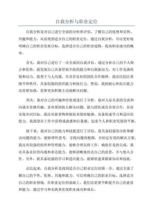 自我分析与职业定位