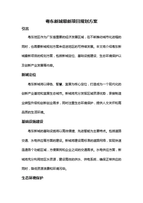 粤东新城最新项目规划方案