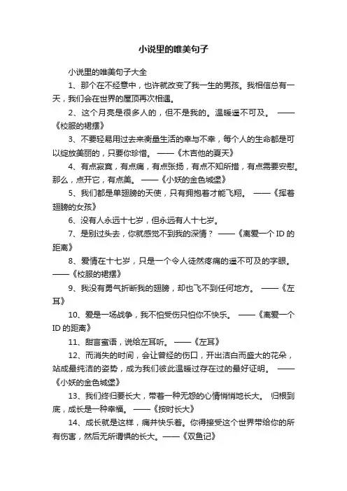 小说里的唯美句子大全