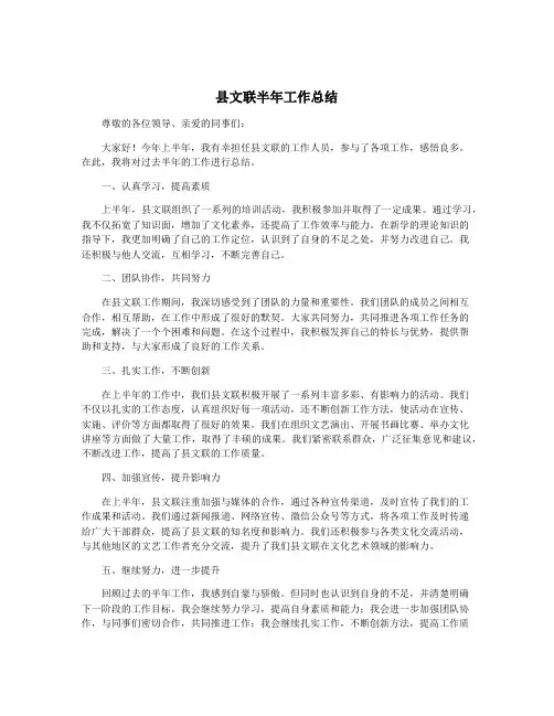 县文联半年工作总结