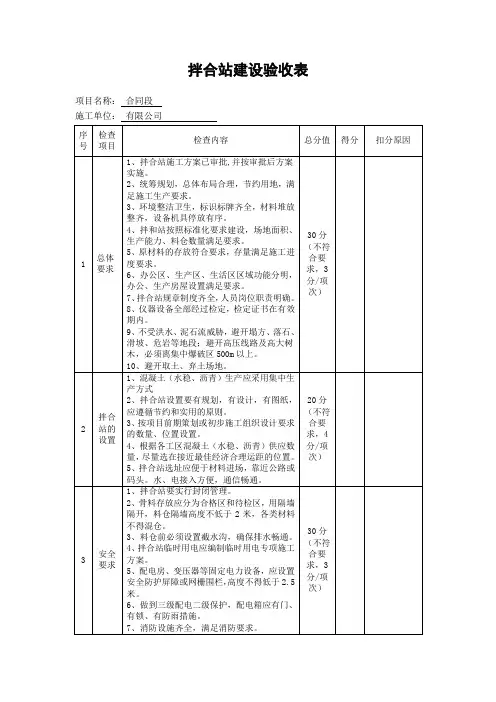 拌合站建设验收表
