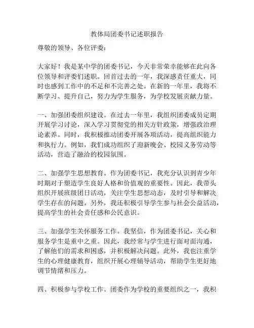 教体局团委书记述职报告