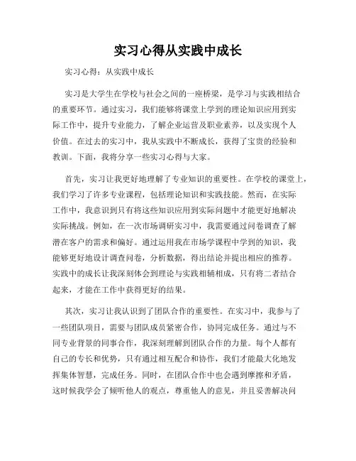 实习心得从实践中成长