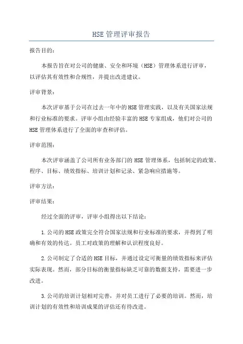 HSE管理评审报告