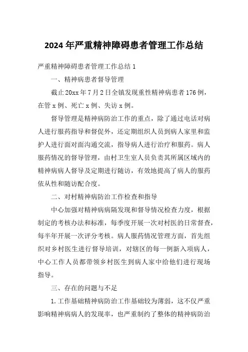 2024年严重精神障碍患者管理工作总结