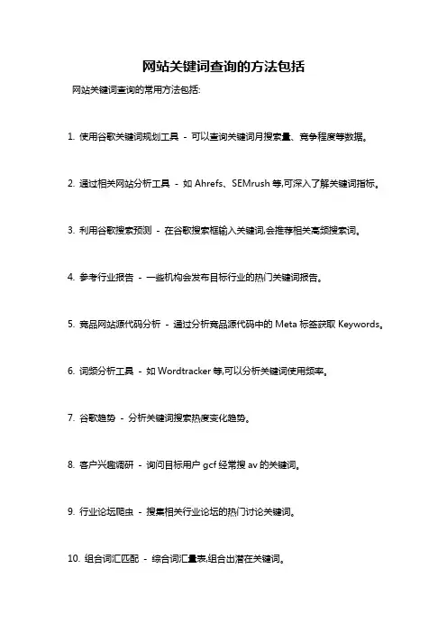网站关键词查询的方法包括