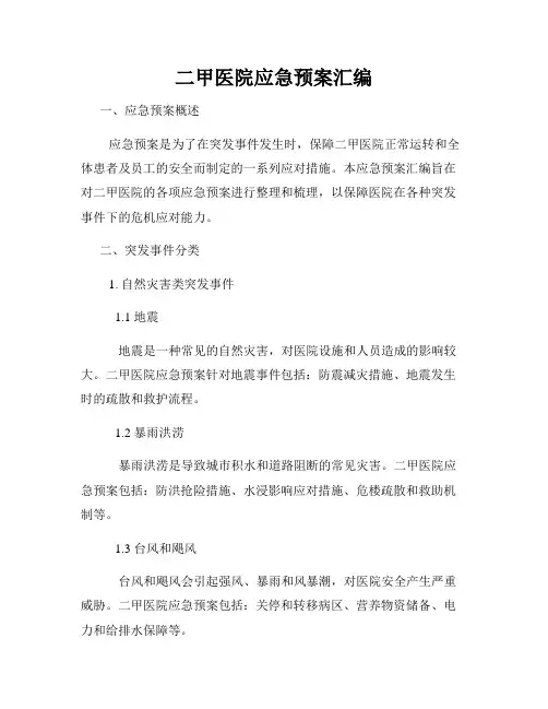 二甲医院应急预案汇编