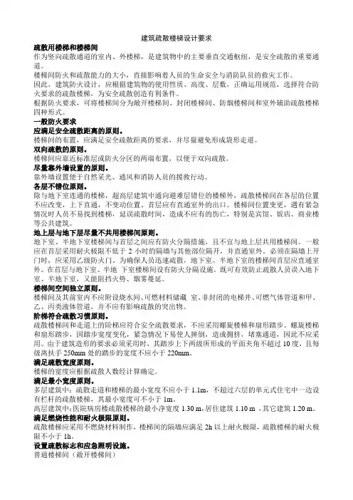 建筑疏散楼梯设计要求
