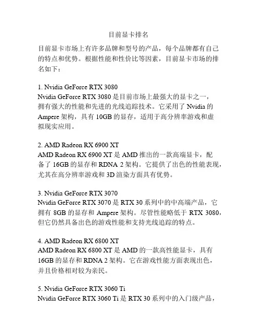 目前显卡排名