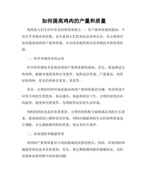如何提高鸡肉的产量和质量