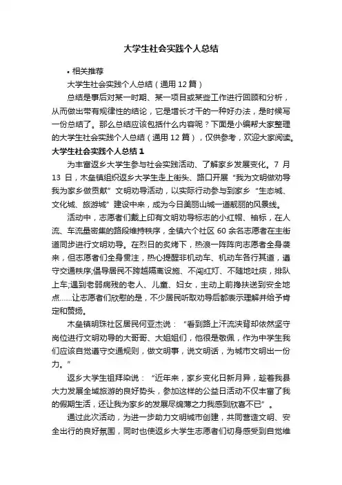 大学生社会实践个人总结