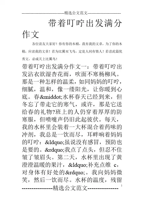 带着叮咛出发满分作文