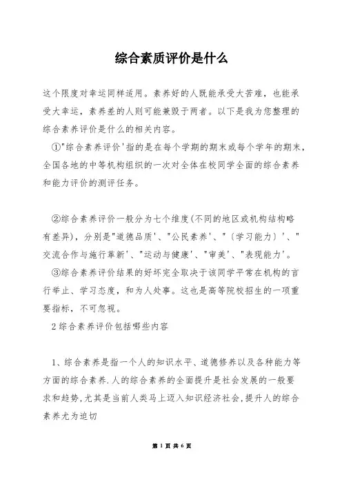 综合素质评价是什么
