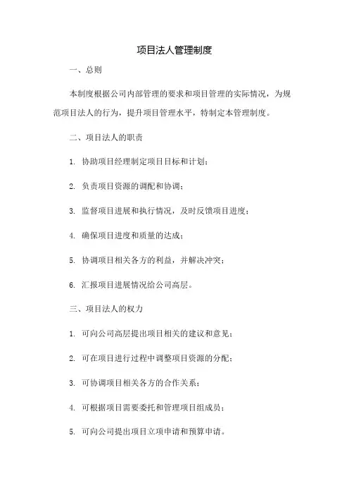 项目法人管理制度