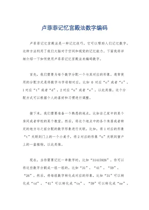 卢菲菲记忆宫殿法数字编码