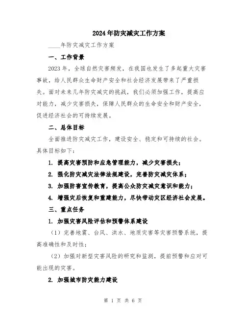 2024年防灾减灾工作方案