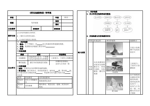 4.1常见的地貌风沙地貌学案高中地理人教版必修一