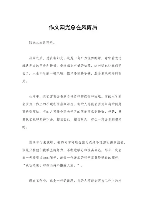 作文阳光总在风雨后