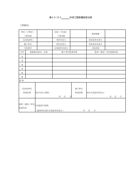 分项工程质量验收记录