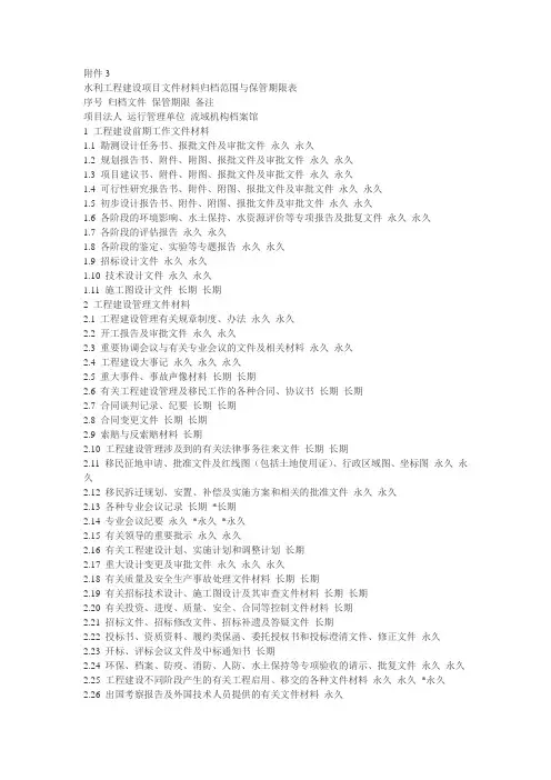 实用精华：水利工程竣工验收资料目录-及归档