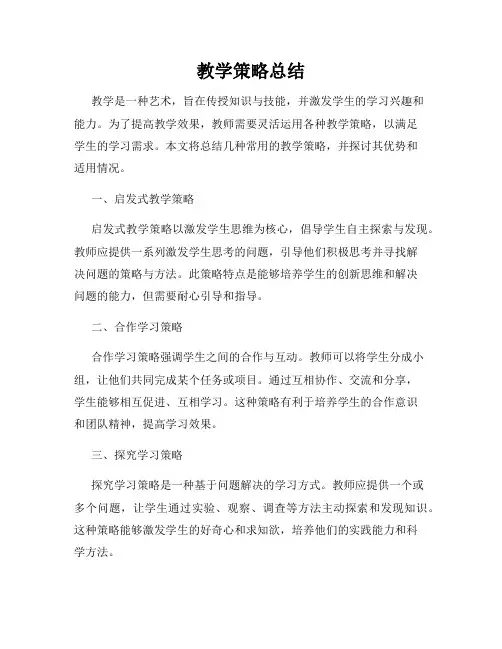 教学策略总结