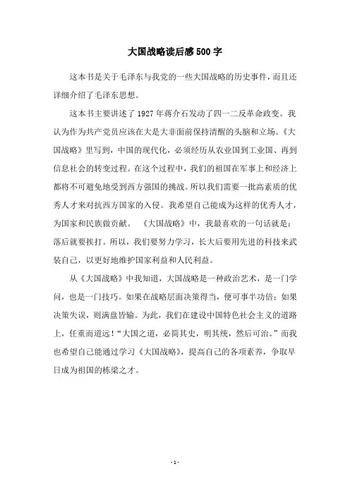 大国战略读后感500字
