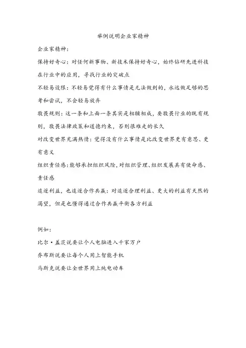 举例说明企业家精神