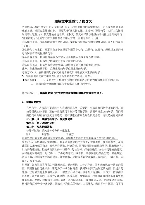 理解文中重要句子的含义
