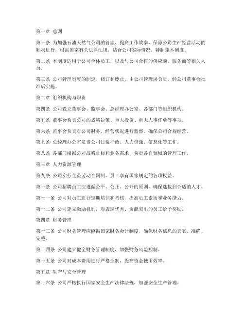 石油天然气公司管理制度