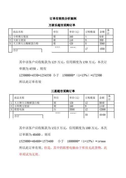 订单有效性分析案例