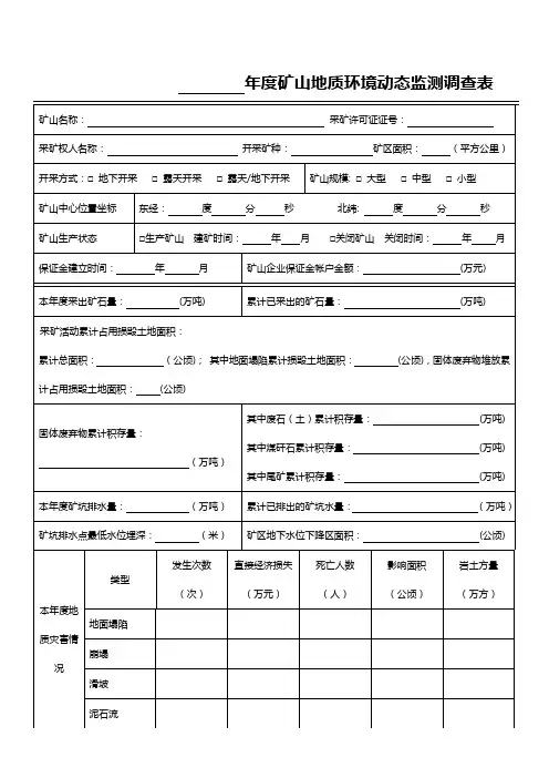 年度矿山地质环境动态监测调查表