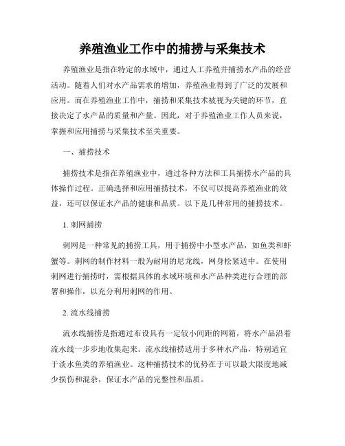 养殖渔业工作中的捕捞与采集技术
