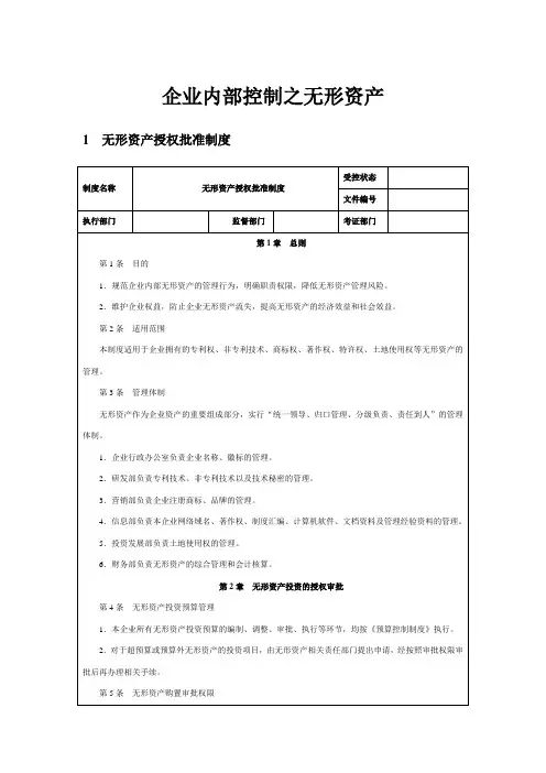 企业内部控制之无形资产