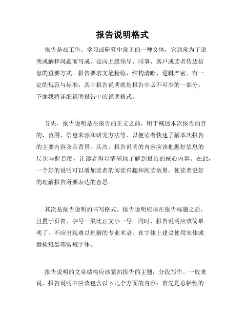 报告说明格式