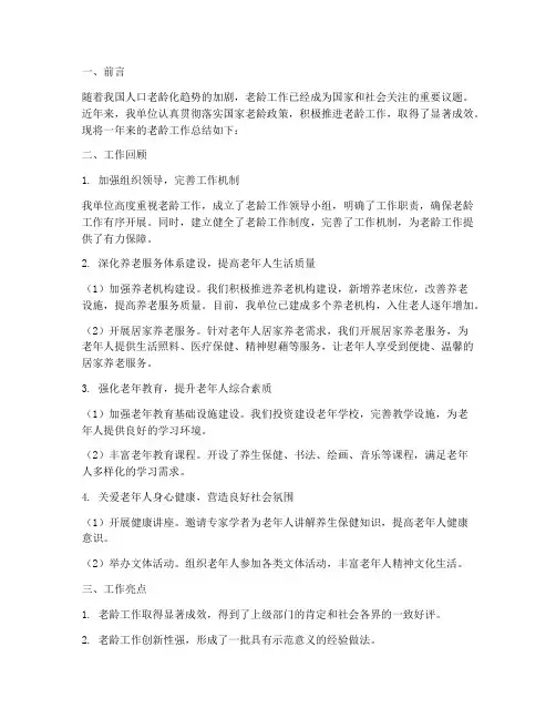 老龄工作总结报告