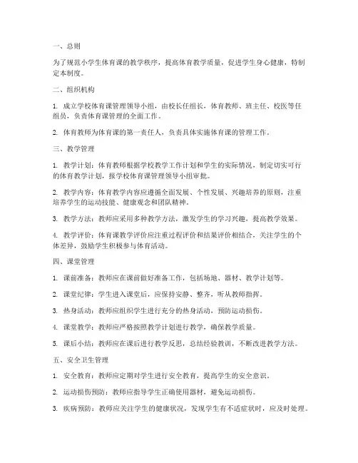 小学生体育课管理制度