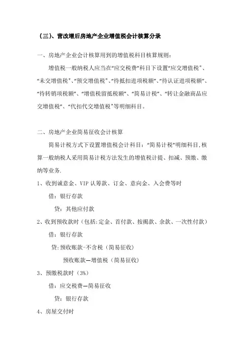 房地产有关会计分录(2)