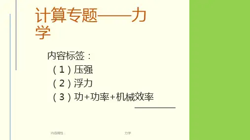 2021年中考复习课件：计算专题——力学