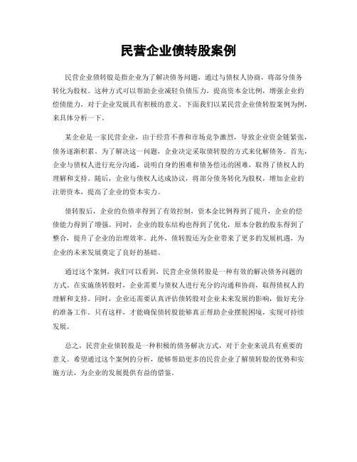民营企业债转股案例