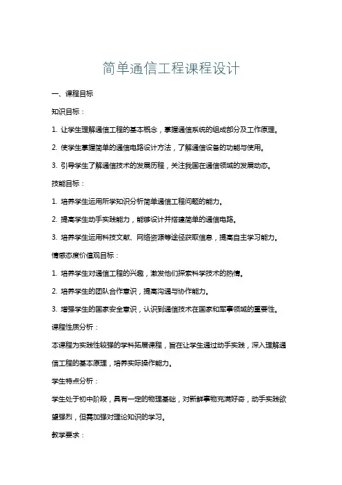 简单通信工程课程设计